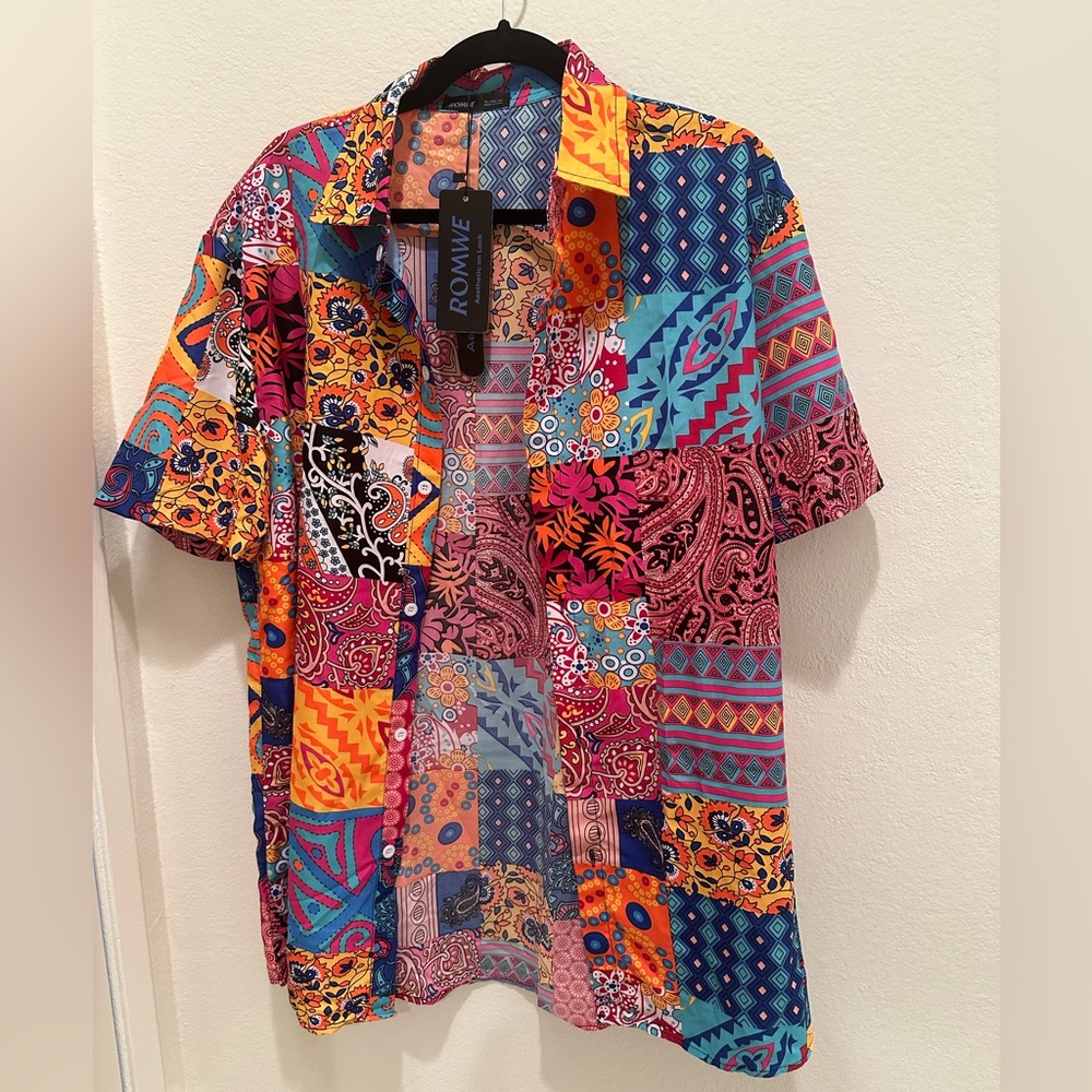 Men’s patchwork button down shirt - Picture 5 of 6